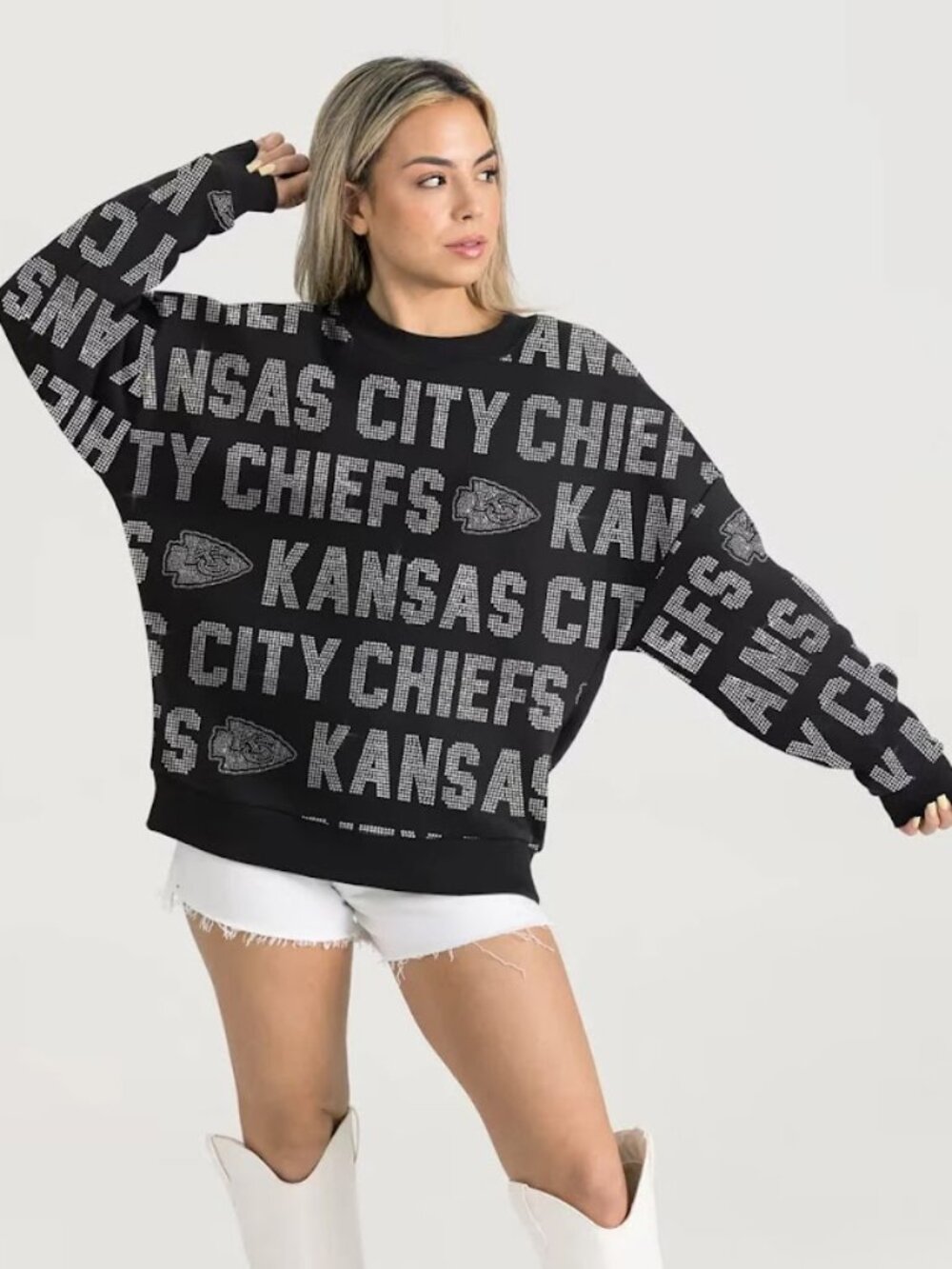 Gameday Couture Black MED Kansas City Chiefs Hype Era Bling Women's Sweatshirt